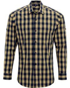 Artisan Collection by Reprime RP250 Men’s Mulligan Check Cotton Shirt – Camel/ Navy