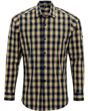 Artisan Collection by Reprime RP250 Men’s Mulligan Check Cotton Shirt – Camel/ Navy