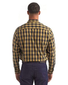 Artisan Collection by Reprime RP250 Men’s Mulligan Check Cotton Shirt – Camel/ Navy (on model back)