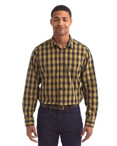 Artisan Collection by Reprime RP250 Men’s Mulligan Check Cotton Shirt – Camel/ Navy (on model)