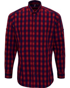 Artisan Collection by Reprime RP250 Men’s Mulligan Check Cotton Shirt – Red/ Navy