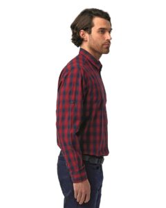 Artisan Collection by Reprime RP250 Men’s Mulligan Check Cotton Shirt – Red/ Navy (on model side)