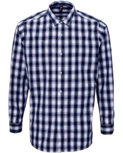 Artisan Collection by Reprime RP250 Men’s Mulligan Check Cotton Shirt – White/ Navy