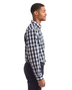 Artisan Collection by Reprime RP250 Men’s Mulligan Check Cotton Shirt – White/ Navy (on model side)