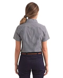 Artisan Collection by Reprime RP321 Women’s Microcheck Gingham Short Sleeve Cotton Dress Shirt – Black/ White (on model back)
