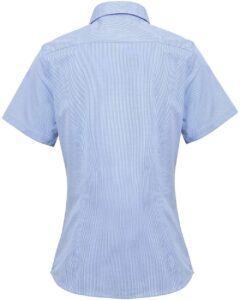 Artisan Collection by Reprime RP321 Women’s Microcheck Gingham Short Sleeve Cotton Dress Shirt – Light Blue/ White (back)