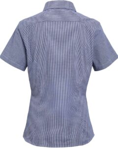 Artisan Collection by Reprime RP321 Women’s Microcheck Gingham Short Sleeve Cotton Dress Shirt – Navy/ White (back)