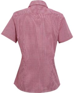 Artisan Collection by Reprime RP321 Women’s Microcheck Gingham Short Sleeve Cotton Dress Shirt – Red/ White (back)