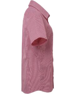 Artisan Collection by Reprime RP321 Women’s Microcheck Gingham Short Sleeve Cotton Dress Shirt – Red/ White (side)