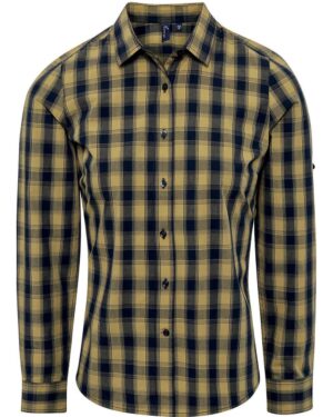 Artisan Collection by Reprime RP350 Women’s Mulligan Check Cotton Dress Shirt – Camel/ Navy