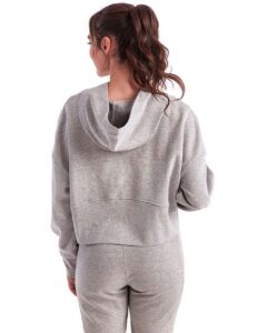 TriDri TD077 Women’s Alice Half-Zip Hooded Sweatshirt – Heather Grey (on model back)