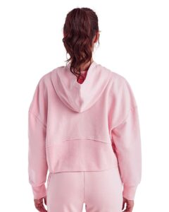 TriDri TD077 Women’s Alice Half-Zip Hooded Sweatshirt – Light Pink (on model back)