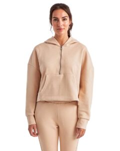 TriDri TD077 Women’s Alice Half-Zip Hooded Sweatshirt – Nude (on model)