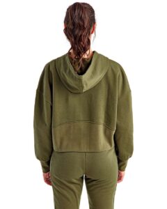 TriDri TD077 Women’s Alice Half-Zip Hooded Sweatshirt – Olive (on model back)