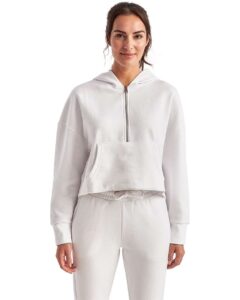 TriDri TD077 Women’s Alice Half-Zip Hooded Sweatshirt – White (on model)