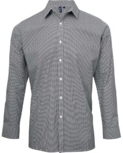 Artisan Collection by Reprime RP220 Men’s Microcheck Gingham Cotton Shirt – Black/ White