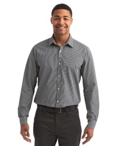 Artisan Collection by Reprime RP220 Men’s Microcheck Gingham Cotton Shirt – Black/ White (on model)