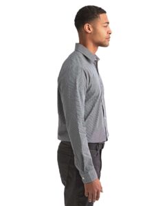 Artisan Collection by Reprime RP220 Men’s Microcheck Gingham Cotton Shirt – Black/ White (on model side)