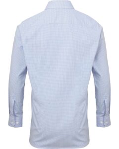 Artisan Collection by Reprime RP220 Men’s Microcheck Gingham Cotton Shirt – Light Blue/ White (back)