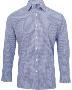 Artisan Collection by Reprime RP220 Men’s Microcheck Gingham Cotton Shirt – Navy/ White
