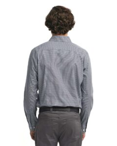 Artisan Collection by Reprime RP220 Men’s Microcheck Gingham Cotton Shirt – Navy/ White (on model back)