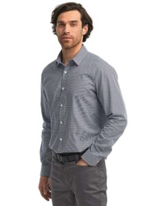 Artisan Collection by Reprime RP220 Men’s Microcheck Gingham Cotton Shirt – Navy/ White (on model)