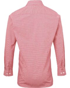 Artisan Collection by Reprime RP220 Men’s Microcheck Gingham Cotton Shirt – Red/ White (back)