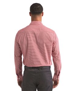 Artisan Collection by Reprime RP220 Men’s Microcheck Gingham Cotton Shirt – Red/ White (on model back)