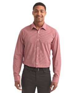 Artisan Collection by Reprime RP220 Men’s Microcheck Gingham Cotton Shirt – Red/ White (on model)