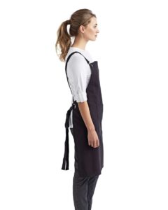 Artisan Collection by Reprime RP129 Cross Back Barista Bib Apron – Black (on model side)