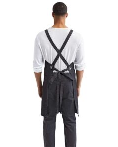 Artisan Collection by Reprime RP129 Cross Back Barista Bib Apron – Black Denim (on model back)