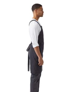 Artisan Collection by Reprime RP129 Cross Back Barista Bib Apron – Black Denim (on model side)