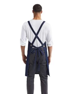 Artisan Collection by Reprime RP129 Cross Back Barista Bib Apron – Indigo Denim (on model back)