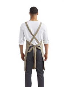 Artisan Collection by Reprime RP129 Cross Back Barista Bib Apron – Khaki (on model back)