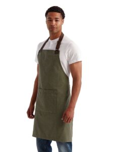 Artisan Collection by Reprime RP144 Annex Oxford Bib Apron – Moss (on model side)