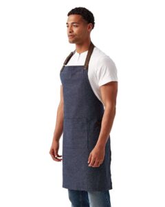 Artisan Collection by Reprime RP144 Annex Oxford Bib Apron – Navy (on model side)