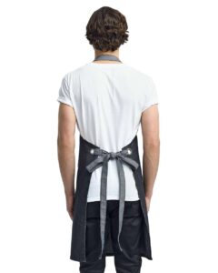 Artisan Collection by Reprime RP127 Domain Contrast Denim Bib Apron – Black Denim (on model back)