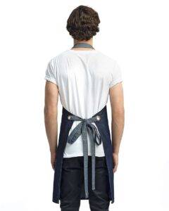 Artisan Collection by Reprime RP127 Domain Contrast Denim Bib Apron – Indigo Denim (on model back)