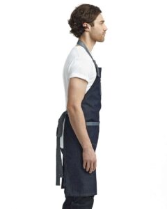 Artisan Collection by Reprime RP127 Domain Contrast Denim Bib Apron – Indigo Denim (on model side)