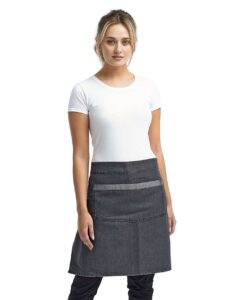 Artisan Collection by Reprime RP128 Domain Contrast Denim Waist Apron – Black Denim (on model)