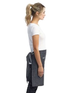Artisan Collection by Reprime RP128 Domain Contrast Denim Waist Apron – Black Denim (on model side)