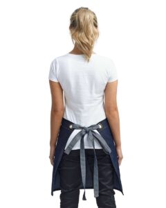 Artisan Collection by Reprime RP128 Domain Contrast Denim Waist Apron – Indigo Denim (on model back)