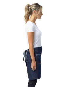 Artisan Collection by Reprime RP128 Domain Contrast Denim Waist Apron – Indigo Denim (on model side)