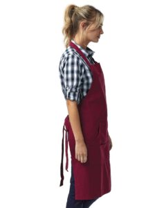 Artisan Collection by Reprime RP137 Calibre Heavy Cotton Canvas Pocket Apron – Burgundy (on model side)