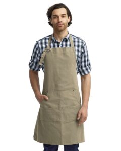 Artisan Collection by Reprime RP137 Calibre Heavy Cotton Canvas Pocket Apron – Khaki (on model)