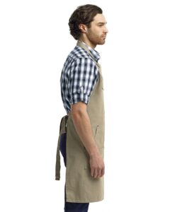 Artisan Collection by Reprime RP137 Calibre Heavy Cotton Canvas Pocket Apron – Khaki (on model side)