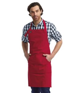Artisan Collection by Reprime RP137 Calibre Heavy Cotton Canvas Pocket Apron – Red (on model)