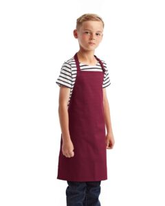 Artisan Collection by Reprime RP149 Youth Recycled Apron – Burgundy (on model side)