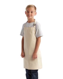 Artisan Collection by Reprime RP149 Youth Recycled Apron – Natural (on model side)