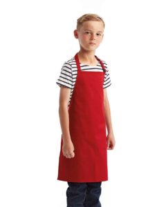 Artisan Collection by Reprime RP149 Youth Recycled Apron – Red (on model side)